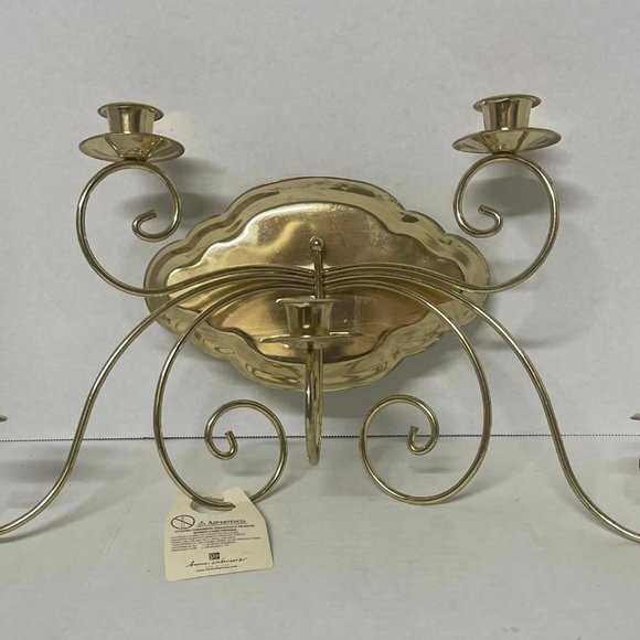 Home Interiors Gold Metal 5 Arm Candelabra Wall Sconce Candle Holder HOMCO~~ - Picture 3 of 5